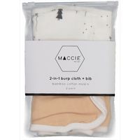 Maccie 2-in-1 Burp Cloth + Bib - Scandi Animals / Beige 
